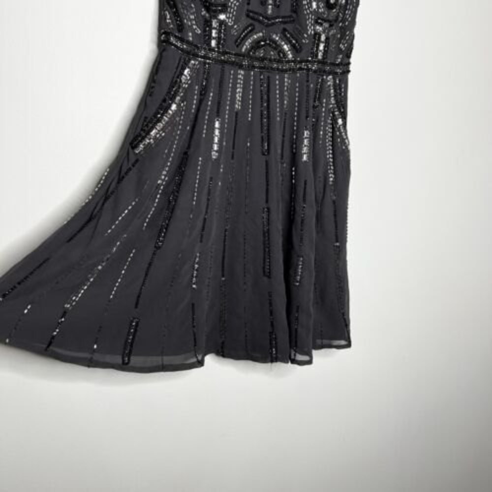 Shail K Beaded Gray Short Cocktail Fit & Flare Dress Size 6 - Picture 3 of 12